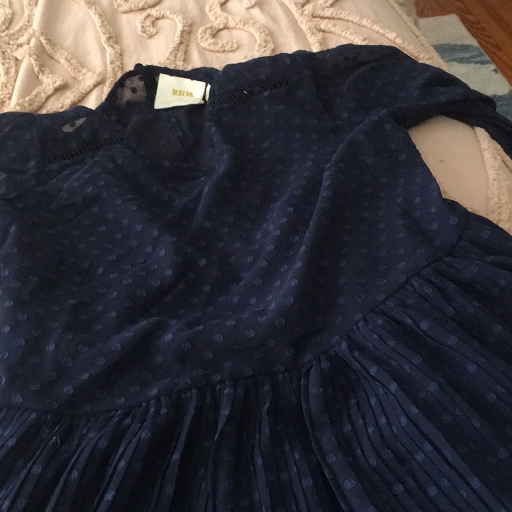 Maeve subtle polka dot dress w/ full slip-pleated